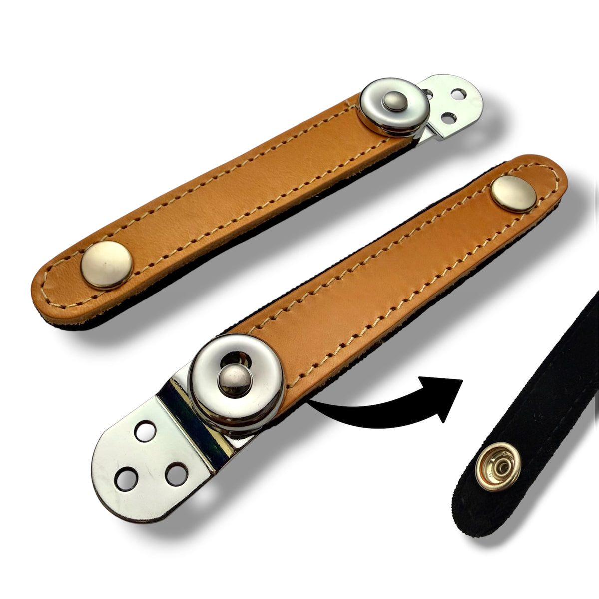 Broches 3 puntos cromo 9 cm BEIGE CON NEGRO